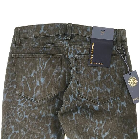 Ramy Brooks Leopard Print Kate Mid Rise Moto Skinny Jeans 24 NWT - Picture 8 of 9